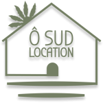 Logo Ô Sud Location en kaki avec typographie élégante et symbole soleil naturel